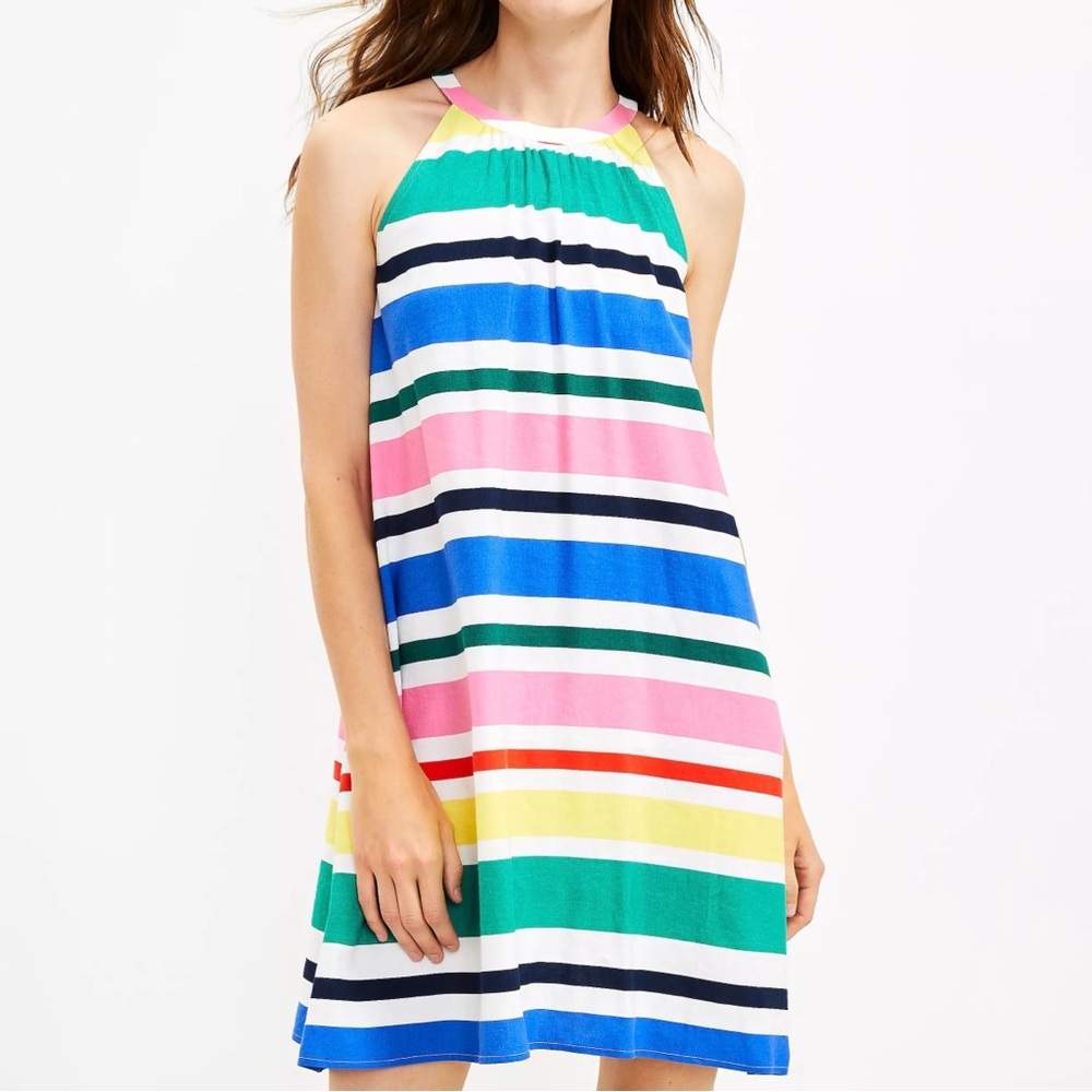 LOFT Blue & Green Y2K Multi Striped Sleeveless Sundress Size S